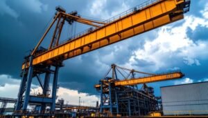 industrial warehouse with cranes